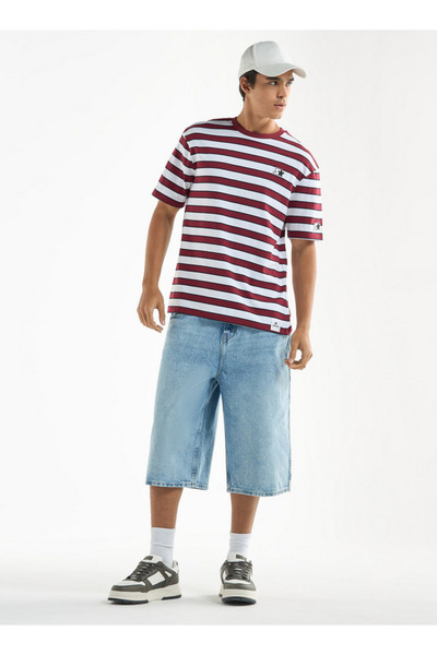 FAV Starter Striped Crew Neck T-shirt with Short Sleeves