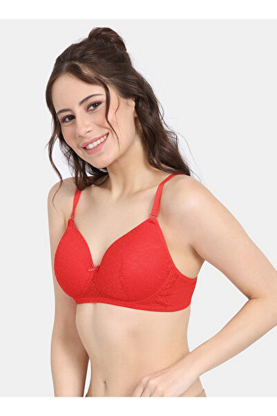 Zivame Lace Non-wired Padded T-shirt Bra With Adjustable Straps