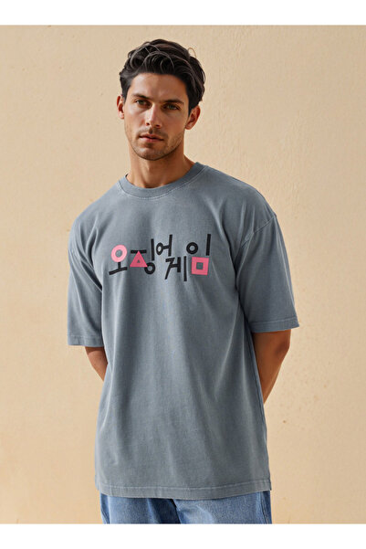 FAV Squid Game Print T-shirt with Crew Neck and Short Sleeves