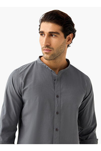 FAV Regular Fit Shirt with Mandarin Collar and Long Sleeves