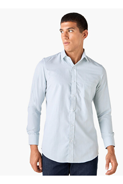 FAV قميص منقوش بقصّة عادية مع ياقة وأكمام طويلة