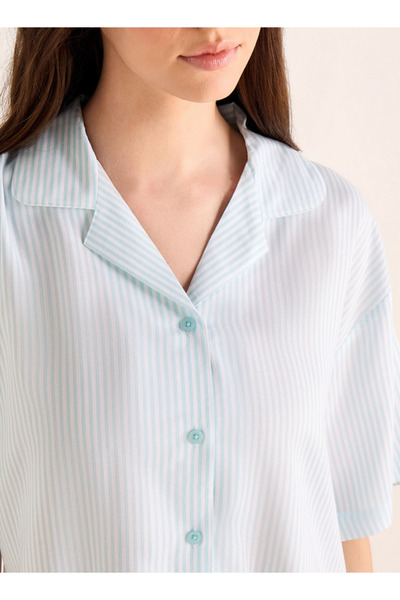 FAV Striped Notch Collar Sleepshirt