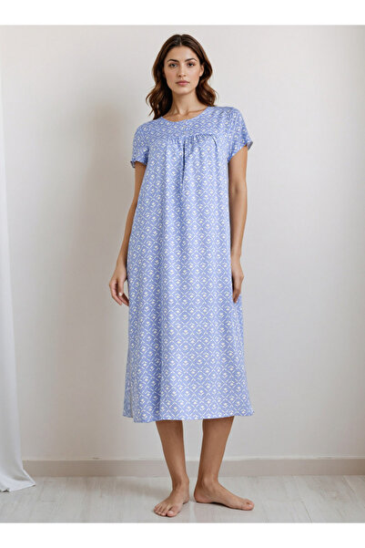 FAV قميص نوم متوسط الطول من الفيسكوز برقبة دائرية