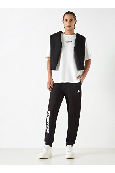 Starter Typographic Print T-shirt with Short Sleeves and Crew Neck