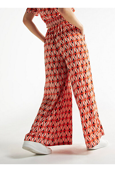 FAV All-over Print Wide Leg Pants With Semi-elasticated Waistband And Pockets