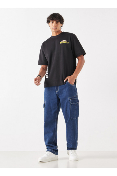 SP Characters Anime Print Crew Neck T-shirt with Short Sleeves