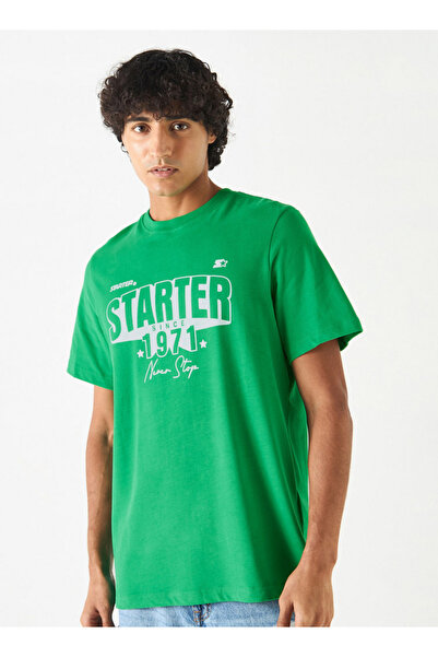 Starter تي شيرت مطبوع بأكمام قصيرة ورقبة دائرية