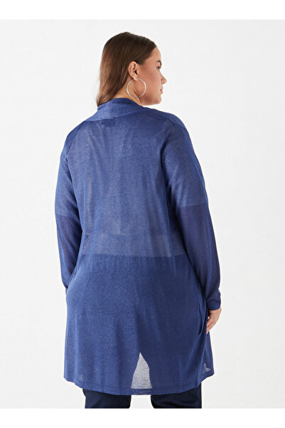 Ulla Popken Plus Size Textured Shrug with Long Sleeves and Pockets