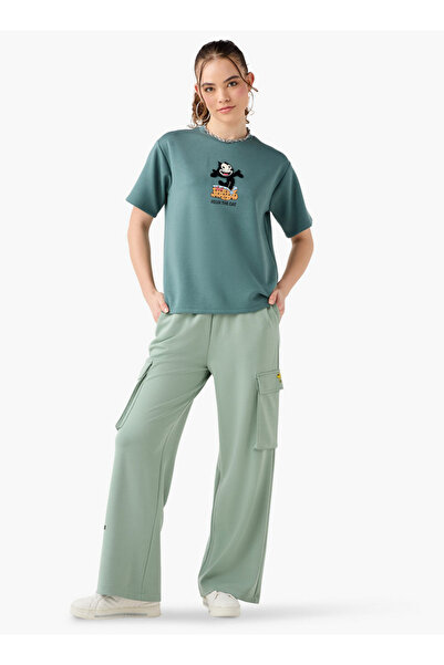 SP Characters Felix the Cat Print T-shirt with Short Sleeves and Crew Neck