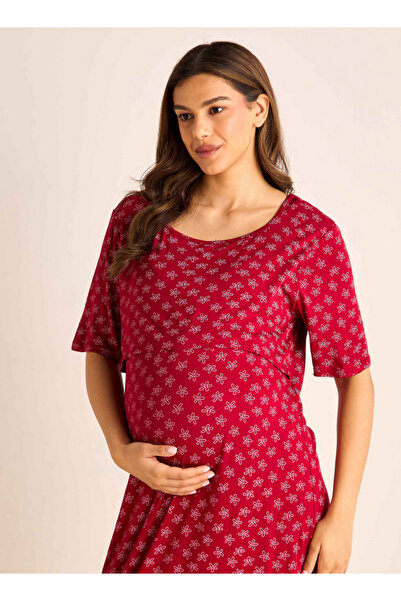 FAV Printed Maternity Sleepshirt with Short Sleeves