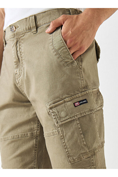 ECKO Unltd Solid Relaxed Fit Cargo Shorts with Button Closure