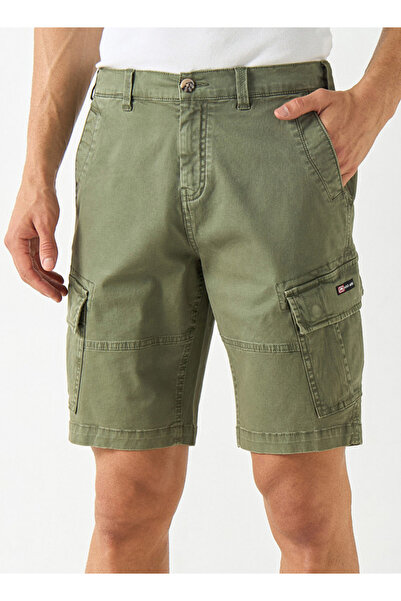 ECKO Unltd Solid Relaxed Fit Cargo Shorts with Button Closure