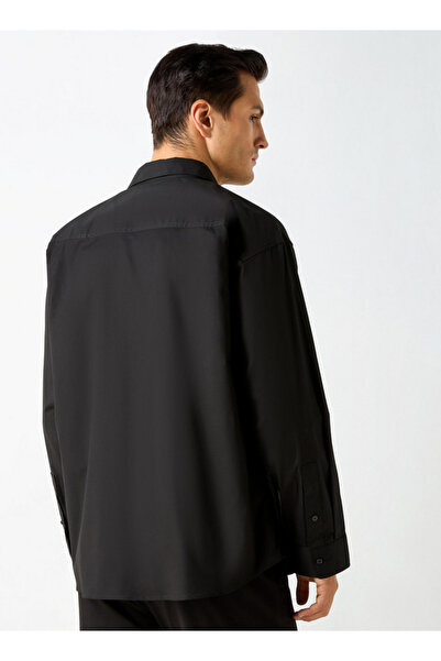 Iconic Solid Slim Fit Shirt with Pocket and Long Sleeves