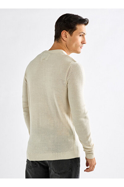 FAV Textured Sweatshirt with Long Sleeves and Crew Neck