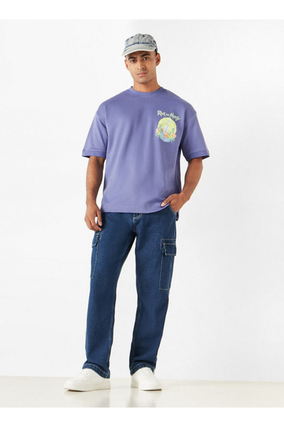 SP Characters Graphic Print Crew Neck T-shirt with Crew Neck and Short Sleeves