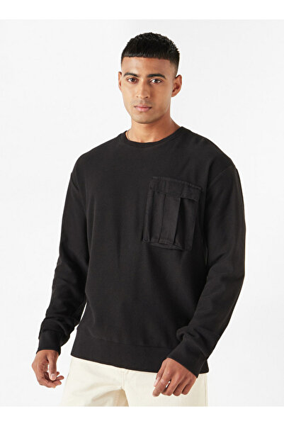 Lee Cooper Textured Sweatshirt with Chest Pocket and Long Sleeves