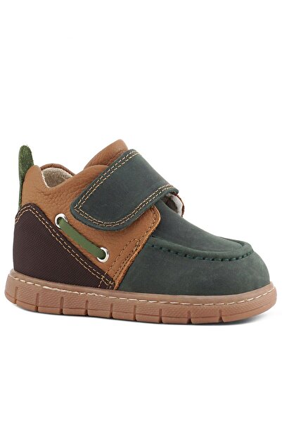 Rakerplus Genuine Leather Green Brown Velcro Baby Boots