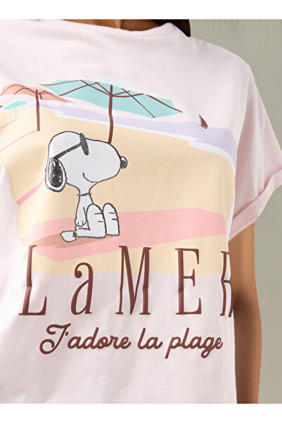 SP Characters Peanuts Print Crew Neck T-shirt with Short Sleeves