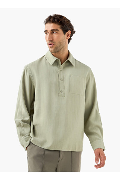 Iconic Iconic Regular Fit Collared Shirt with Chest Pocket