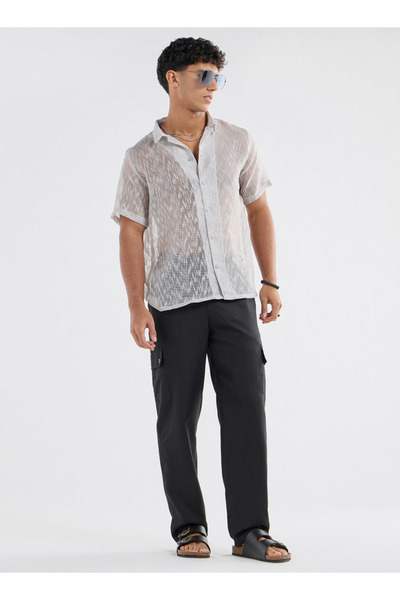 FAV Regular Fit Textured Shirt with Short Sleeves