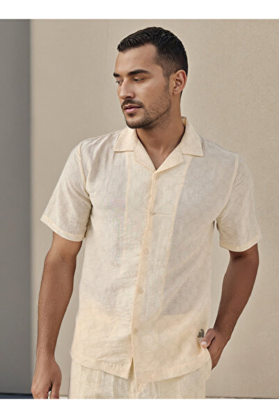 Emperor Regular Fit Logo Print Shirt with Camp Collar