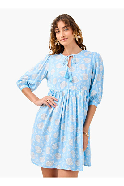 FAV فستان مطبوع مع رباط حول الرقبة وأكمام 3/4