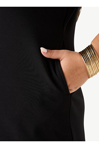 Ulla Popken Plus Size Short Sleeve Dress With Split Neck