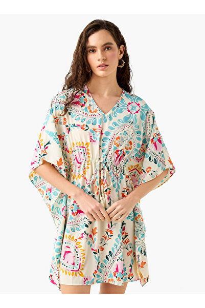 FAV قفطان مطبوع برباط ورقبة على شكل حرف V