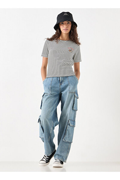 SP Characters Striped T-shirt with Crew Neck and Short Sleeves