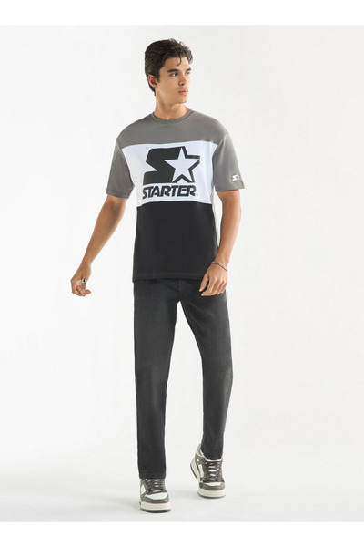 FAV Starter Logo Print T-shirt with Short Sleeves and Crew Neck