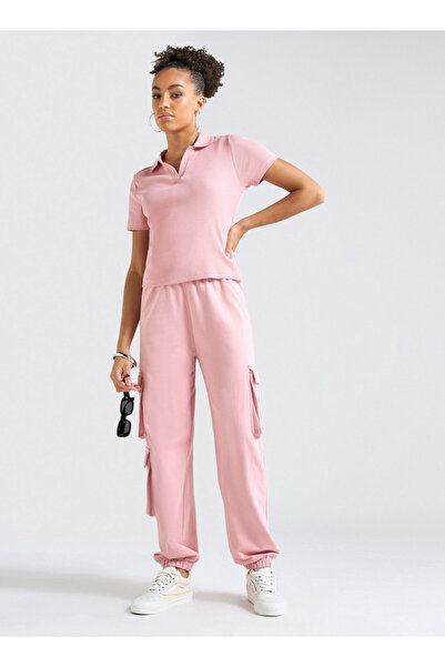 FAV Textured Polo T-shirt And Cargo Joggers Set