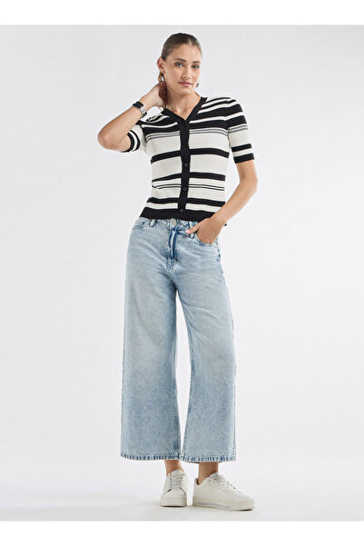 FAV Striped Button Through Top With Short Sleeves