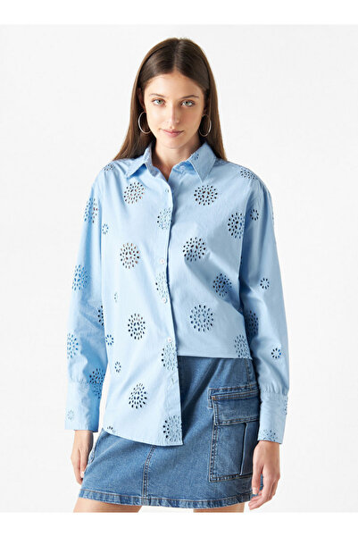 Lee Cooper Lee Cooper All-Over Schiffli Embroidered Shirt with Long Sleeves