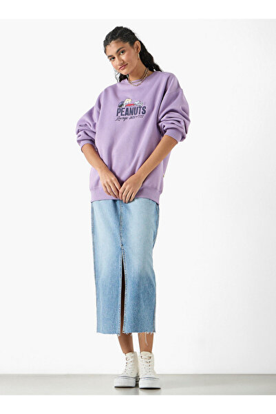 SP Characters Snoopy Print Sweatshirt with Long Sleeves and Crew Neck