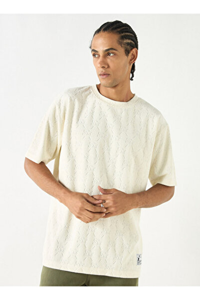 Starter All-Over Textured Sweater with Short Sleeves and Crew Neck