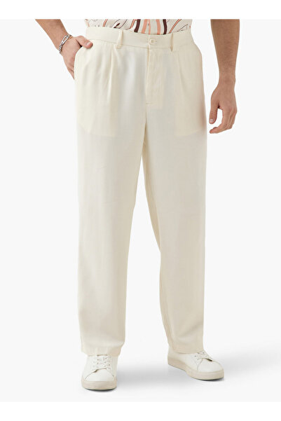 Iconic Iconic Regular Fit Trousers with Button Closure and Pockets