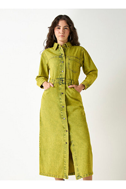 Lee Cooper Lee Cooper Button Down Denim Dress with Long Sleeves