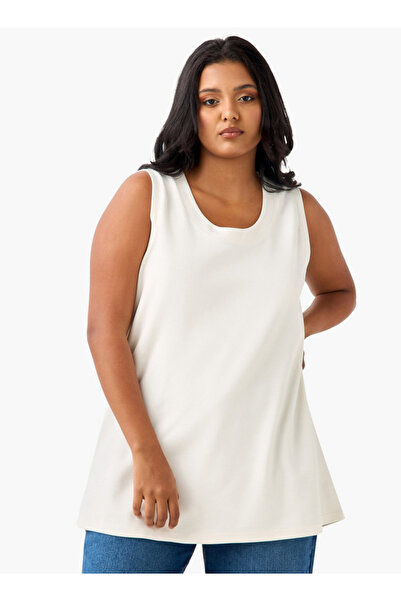 Ulla Popken تانك توب بدون أكمام بمقاس كبير ورقبة دائرية