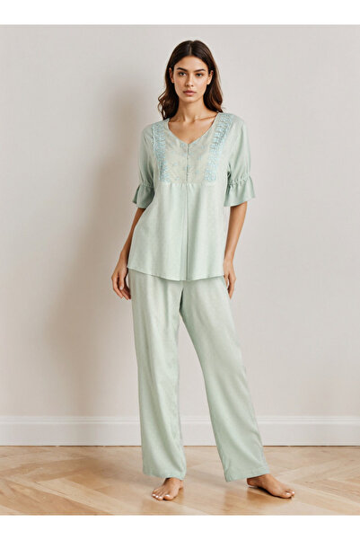 FAV Pyjama Set Button Down Shirt & Trousers Viscose
