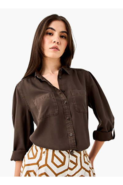 DNM قميص بتفاصيل جيوب وأكمام قابلة للطي