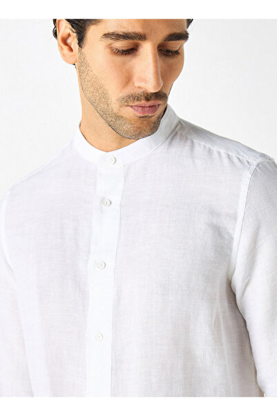 Iconic Solid Shirt With Mandarin Collar And Long Sleeves