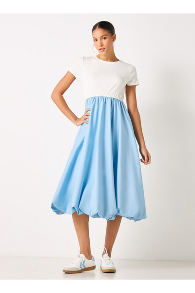 FAV Colourblock A-line dress with Round Neck