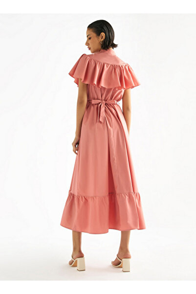 FAV Maxi Dress With Ruffle Detail And Tie-up Belt