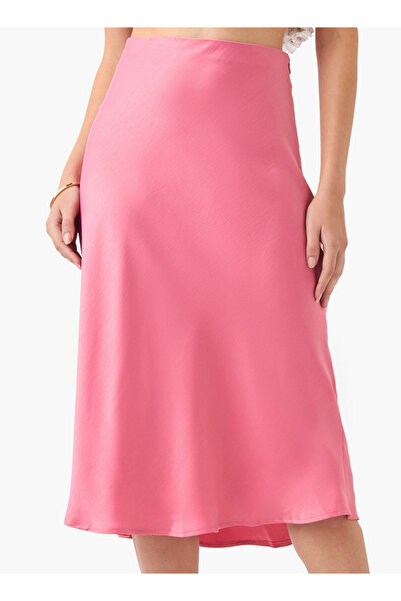 Iconic تنورة ميدي من الساتان بقصة A مع إغلاق بسحاب