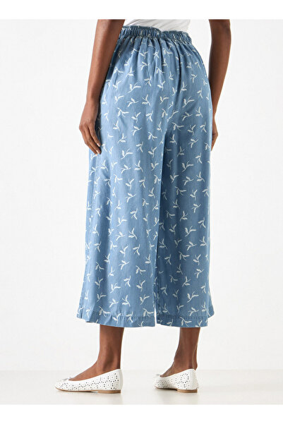 FAV Printed Denim Culottes with Drawstring Waistband and Pockets