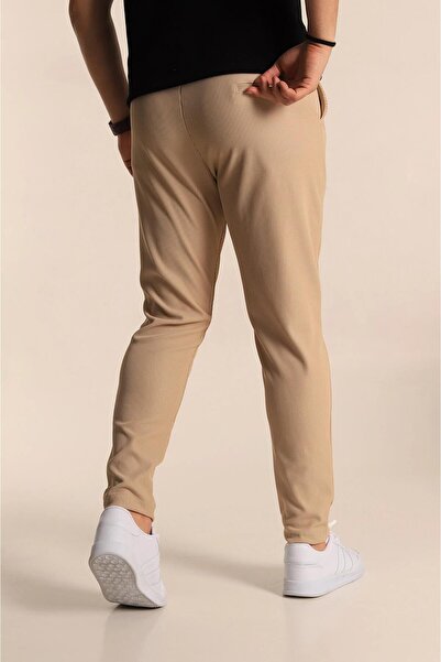 ribana Slim Fit Ribbed Texture Waist Tied Seasonal Men's Jogger Pants -J320