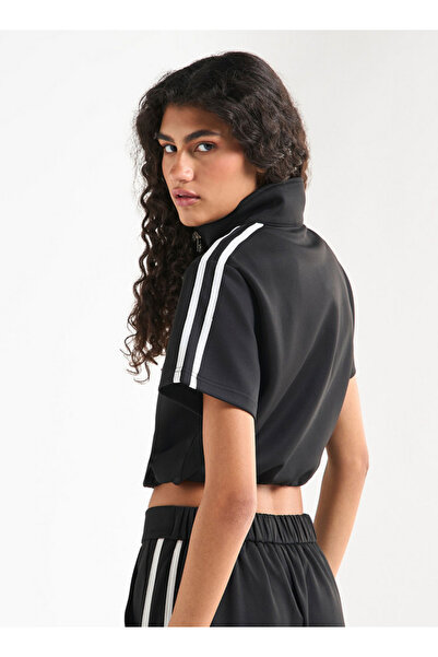 FAV Crop T-shirt with Short Sleeves and Zip Closure