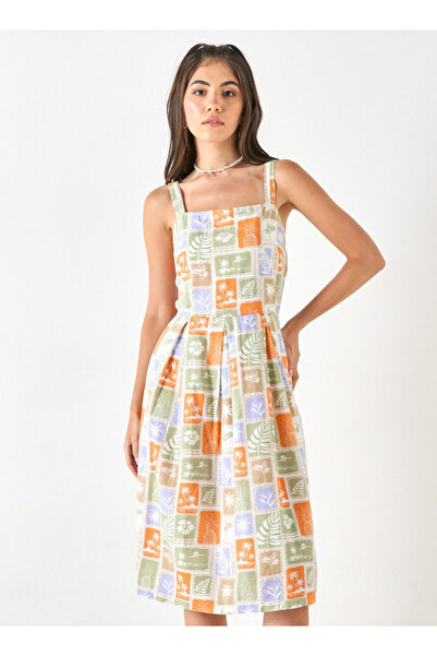 Lee Cooper All-Over Print Sleeveless Dress with Square Neck