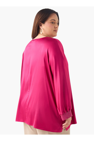 Ulla Popken Plus Size Ulla Popken V-neck Top with Long Sleeves