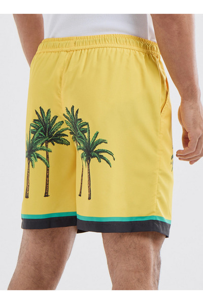 FAV Palm Tree Print Shorts with Drawstring Closure and Pockets